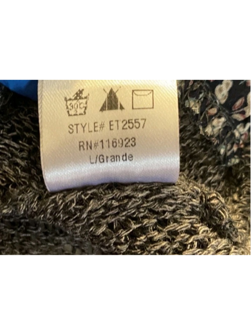 Easel Womens Large Gray Lagenlook Floral Ruffle Sharkbite Hem BohoTunic - Picture 6 of 8